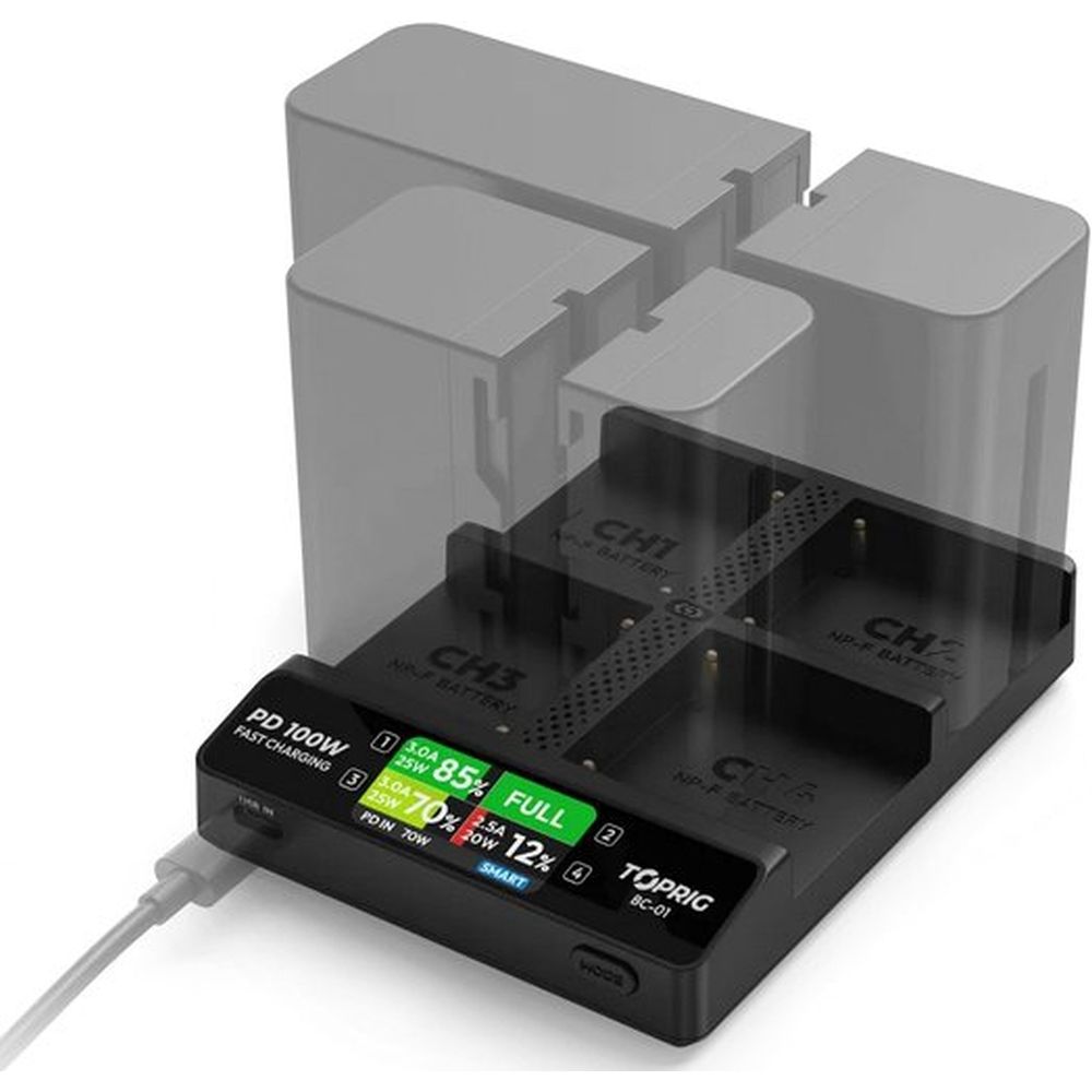 Accsoon TopRig 100W 4-Bay NP-F Fast Chargeur
