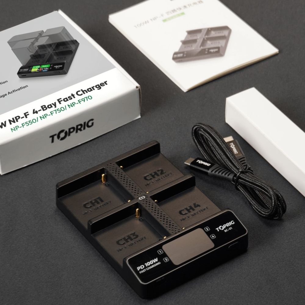 Accsoon TopRig 100W 4-Bay NP-F Fast Chargeur