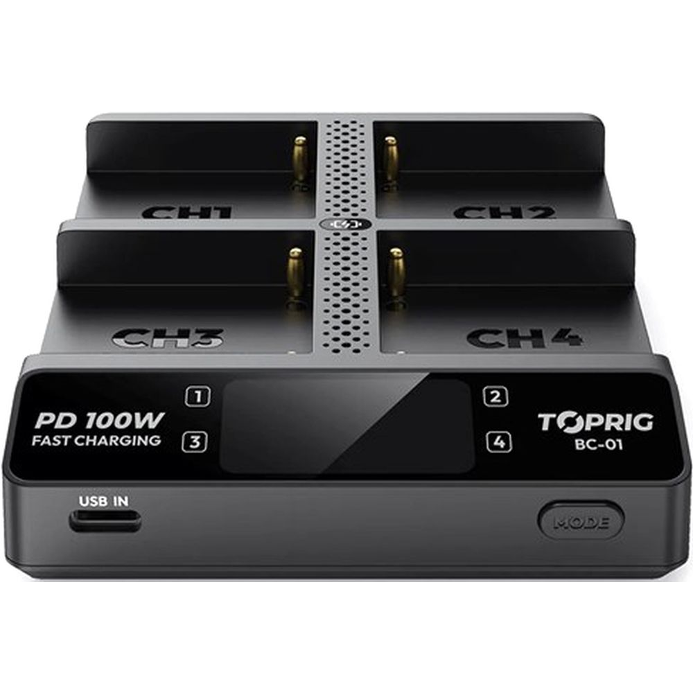 Accsoon TopRig 100W 4-Bay NP-F Fast Caricabatterie + EU GaN Caricabatterie