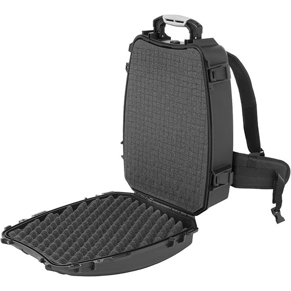 HPRC 3600 Mochila negra con asa naranja + espuma cúbica