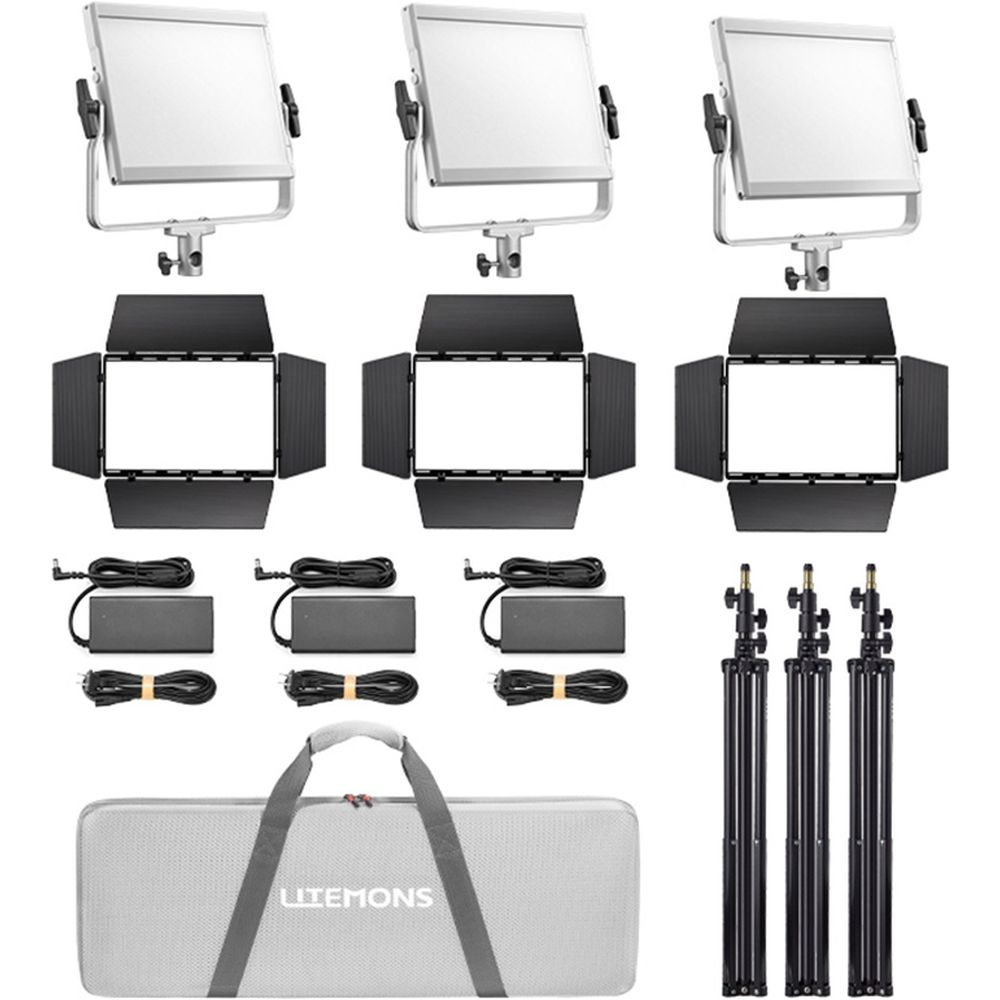 Godox Litemons LP1200Bi Bi color Luz LED Panel Kit de 3 luces