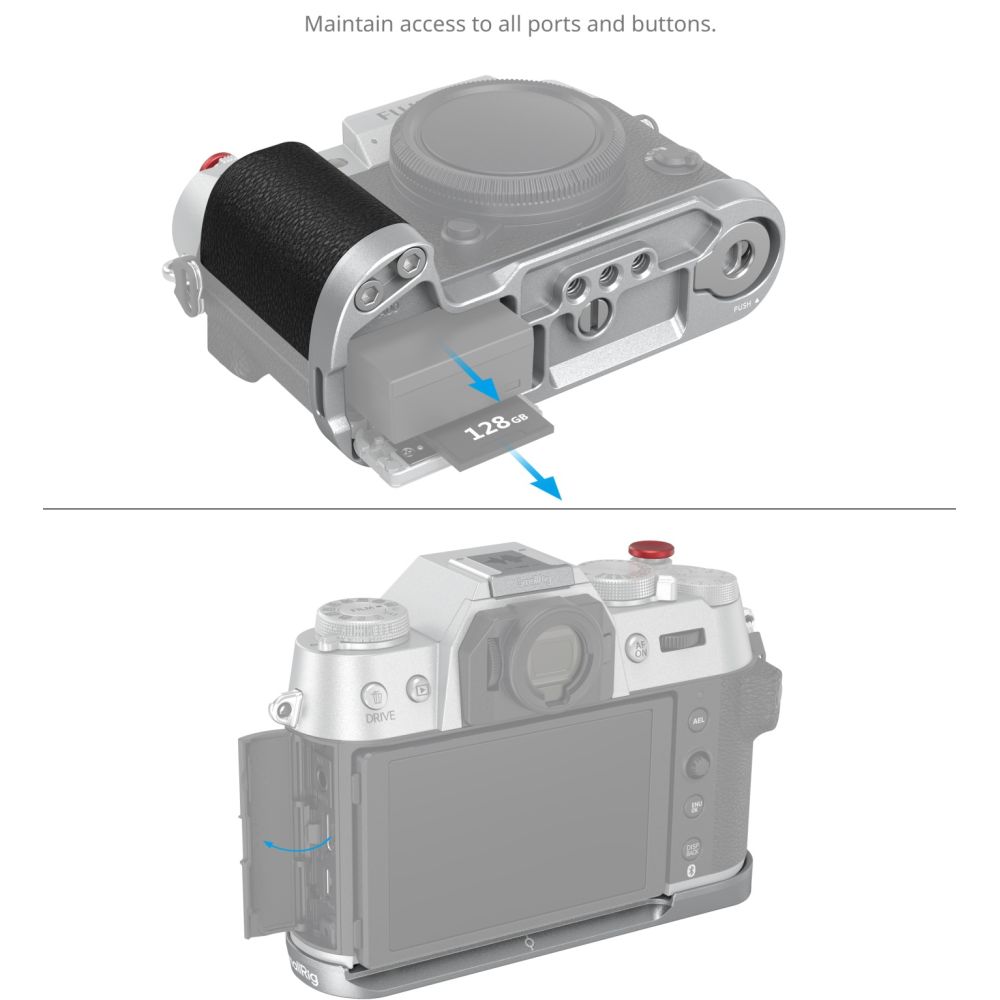 SmallRig 4713C Placa de montaje en forma de L con mango de silicona para FUJIFILM X-T50, plateada