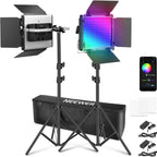 Neewer 660 PRO II Kit luci LED RGB 2x 50W incl.... supporti e borsa per il trasporto