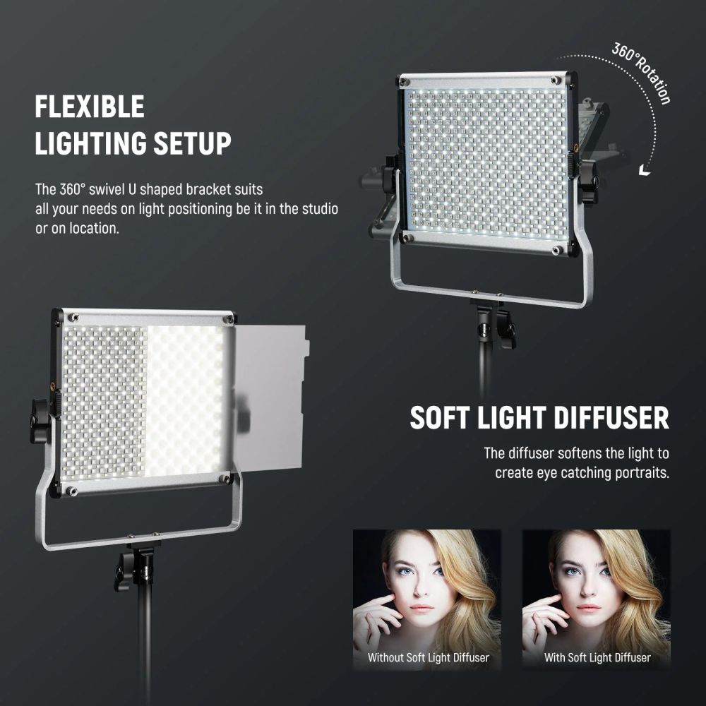 Neewer 660 PRO II Kit luci LED RGB 2x 50W incl.... supporti e borsa per il trasporto