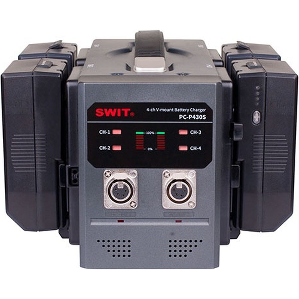 SWIT PC-P430S Chargeur Rapide Simultané 4 Canaux X 3 A avec Sortie CC 2 XLR, V-Mount