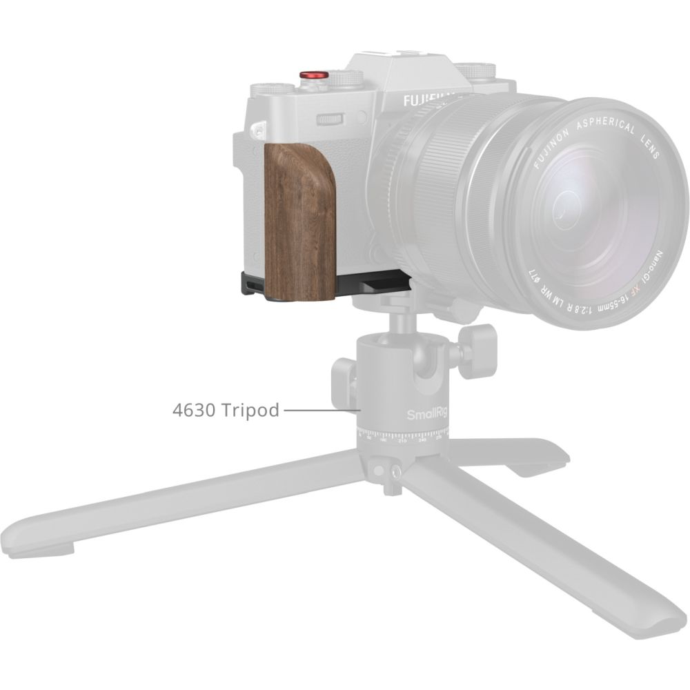 SmallRig 5668 Piastra di montaggio a L con manico in legno per FUJIFILM X-T30 / X-T30 II / X-T30 III, argento antracite