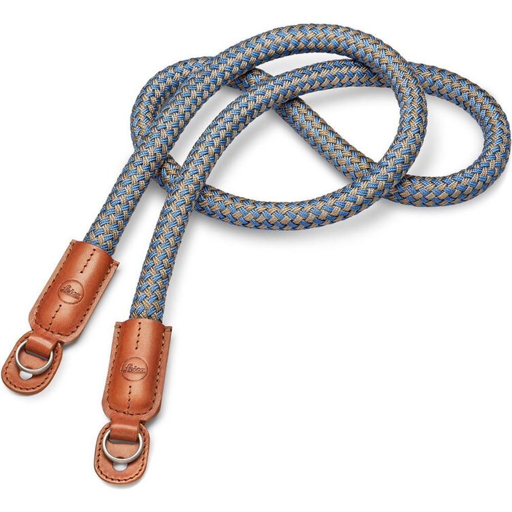 Leica 14720 Carrying Strap round braided rayon & leather cord, cognac / denim blue