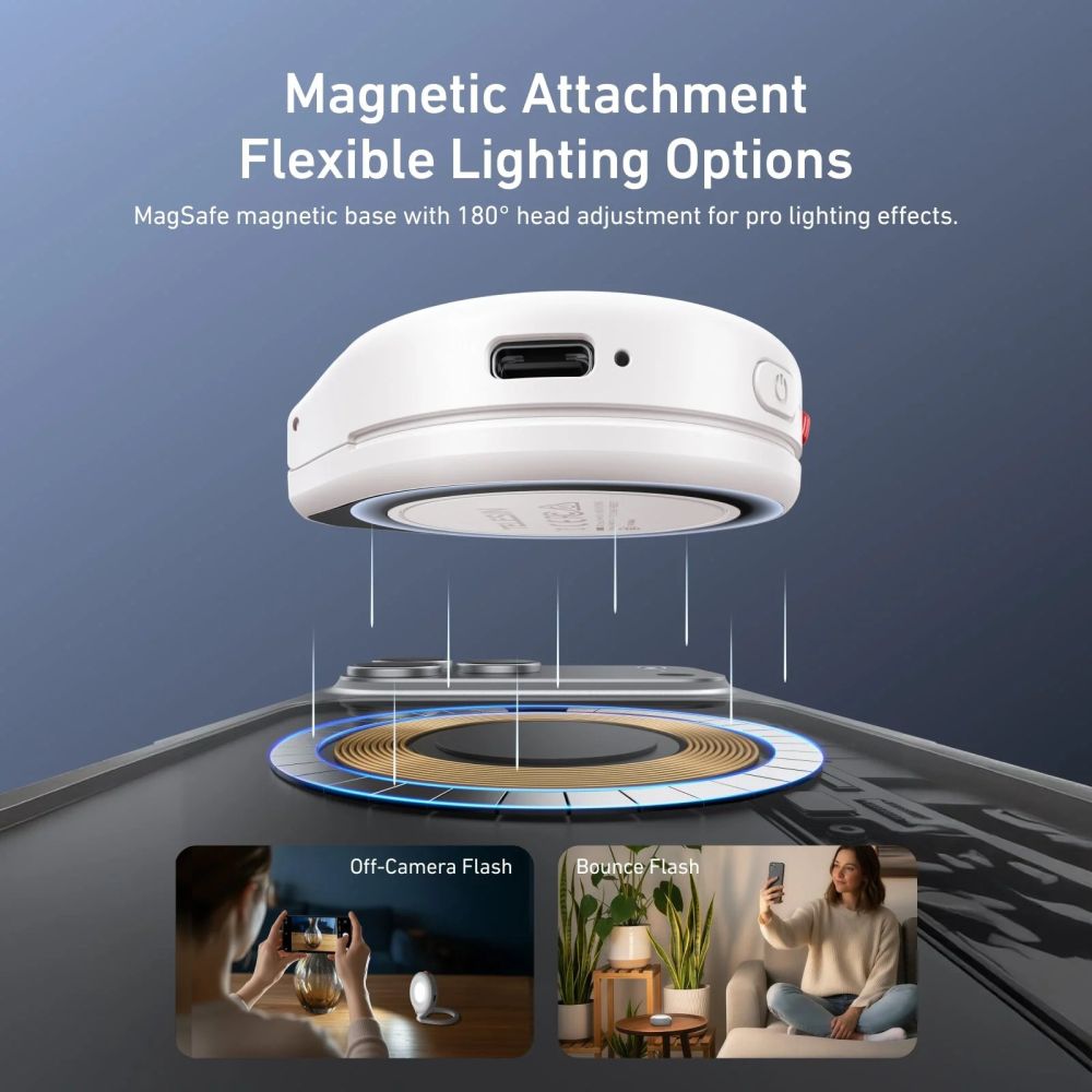 Telesin Magnetblitz- und Ringlicht MagSafe – weiß