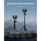 Telesin Mini trípode Palo de selfi 2.0 con rótula para GoPro