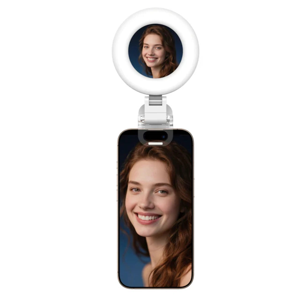 Telesin Mini lámpara anular para selfies con pinza para smartphone - blanco