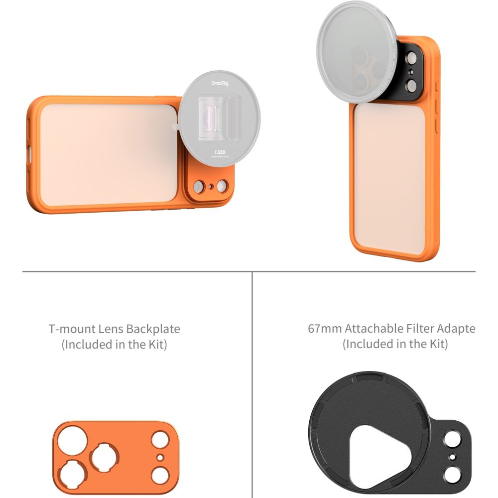 SmallRig 5792 FilMov Estuche protector liviano para fotografía para iPhone 17 Pro, naranja