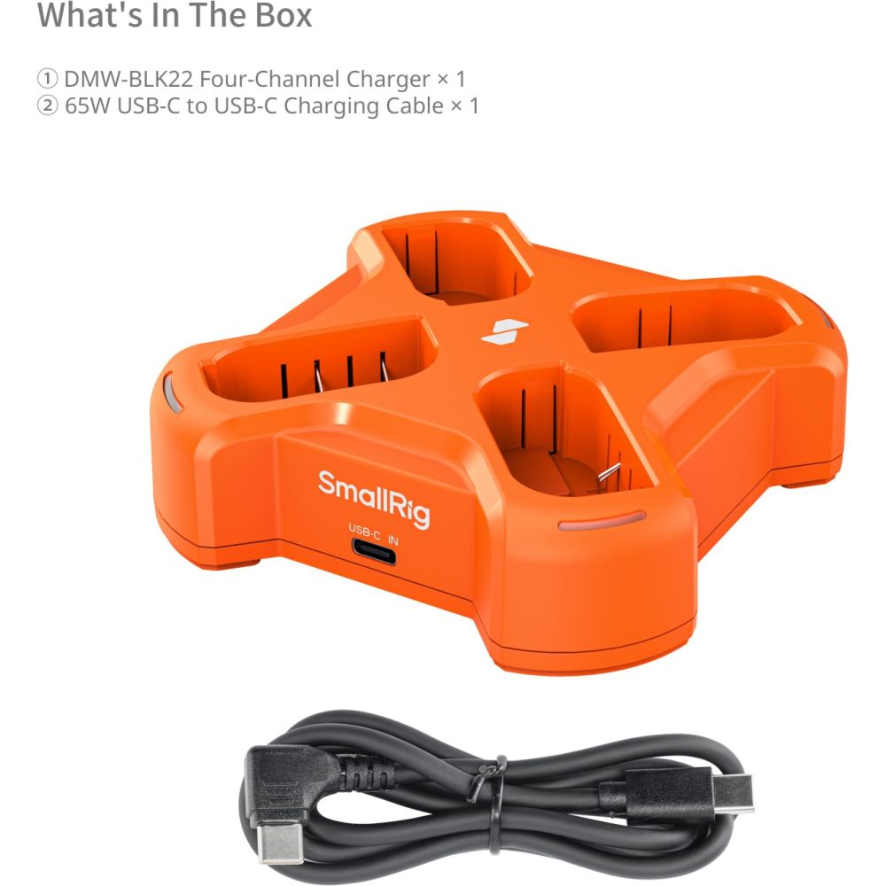 SmallRig 5748 Cargador de batería para cámara de cuatro canales para DMW-BLK22