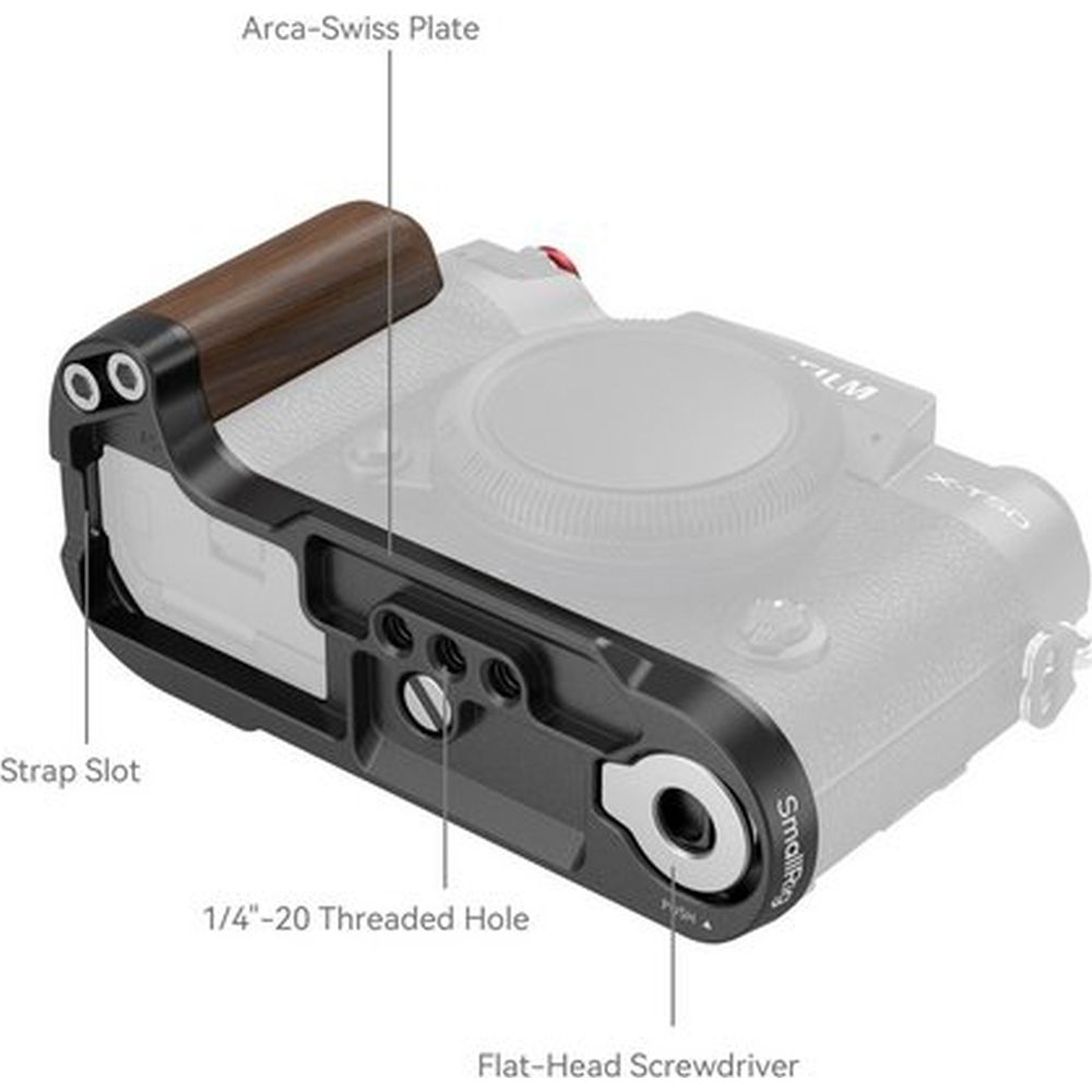 SmallRig 4784C Houten L-vormige grip voor Fujifilm X-T50 (zwart)