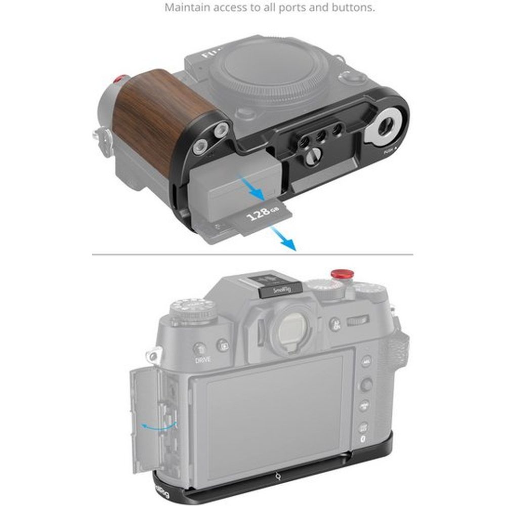 SmallRig 4784C Houten L-vormige grip voor Fujifilm X-T50 (zwart)