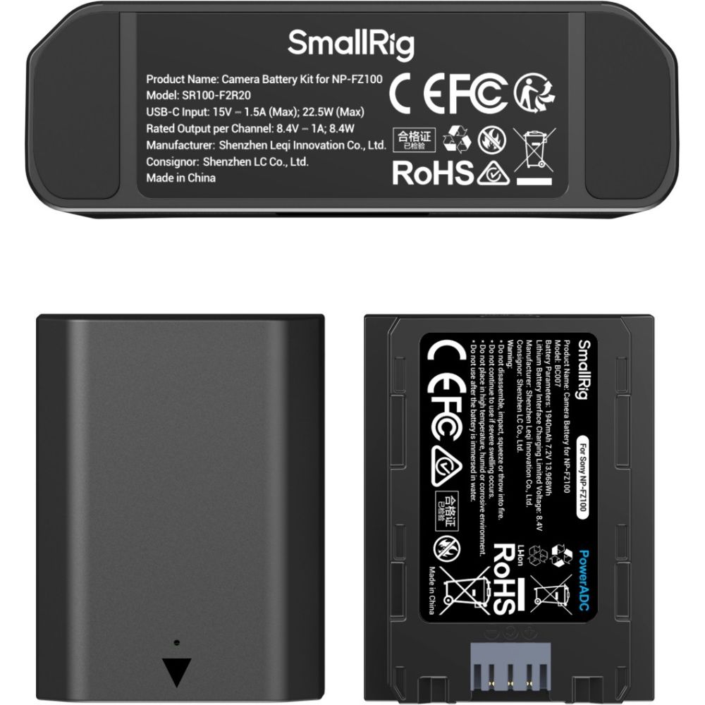 SmallRig 5483 Turbo Charging Kit voor NP-FZ100 Camera Batteries