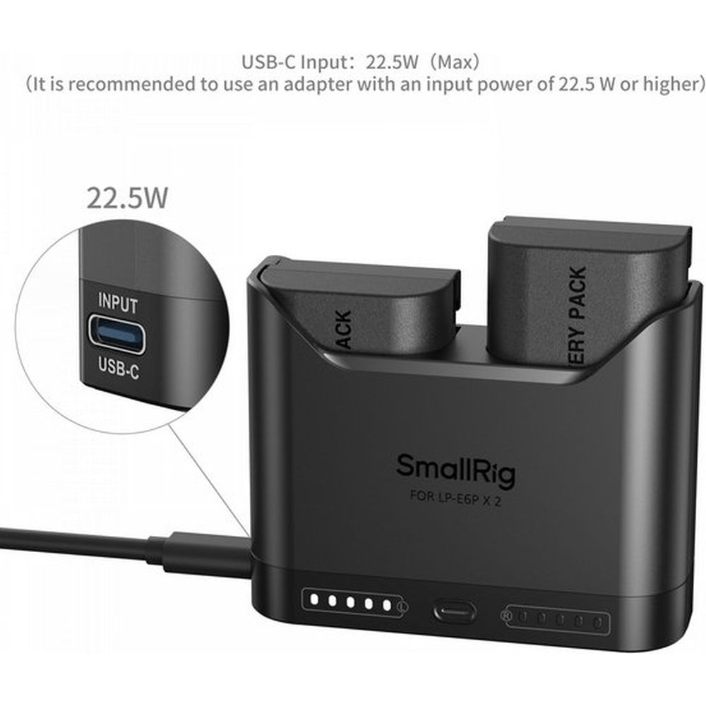 SmallRig 5485 Kit de carga turbo para baterías de cámara LP-E6P