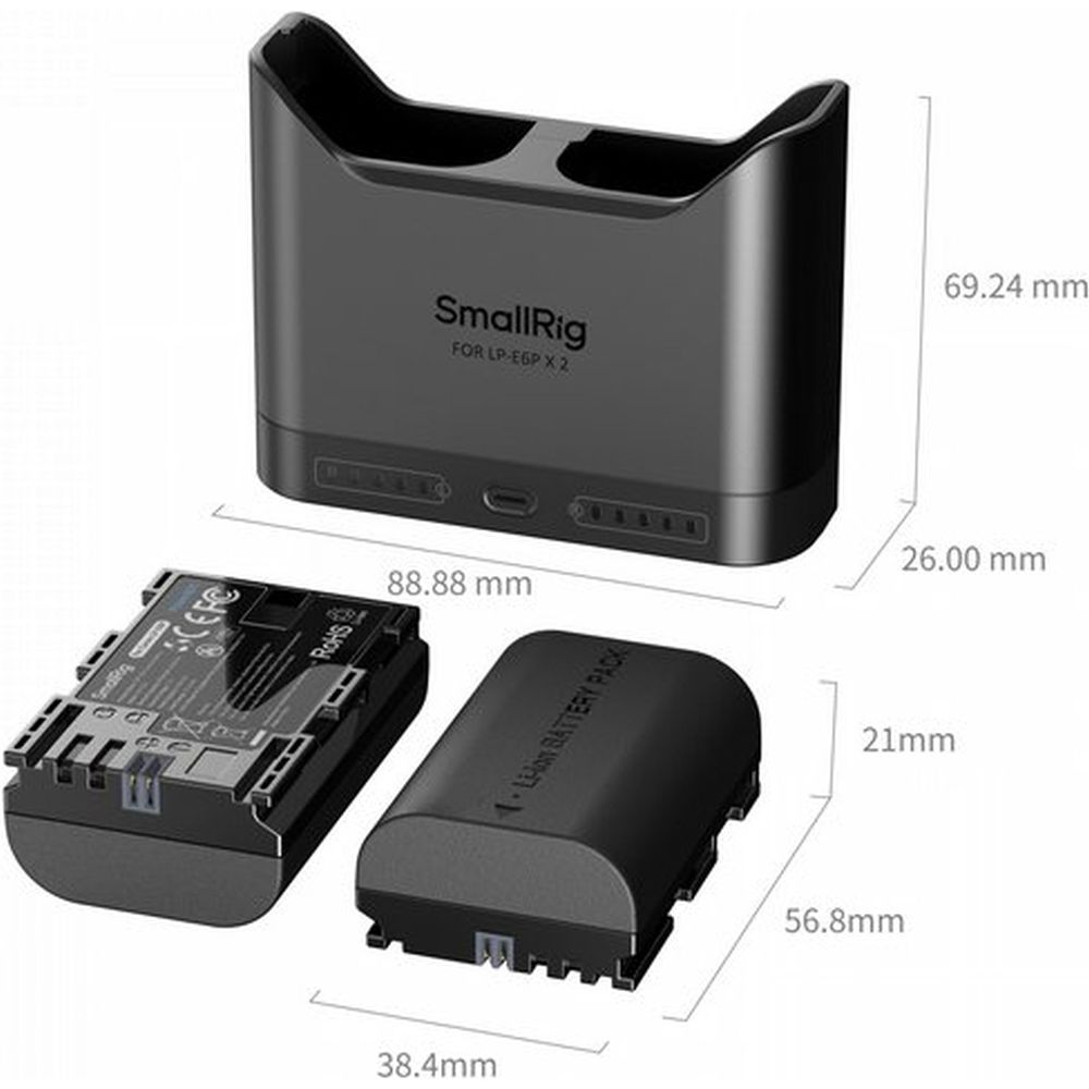 SmallRig 5485 Kit de carga turbo para baterías de cámara LP-E6P