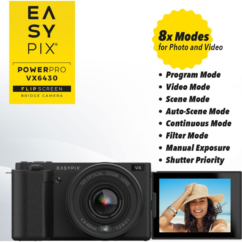 Easypix PowerPro VX6430 FlipScreen WiFi Bridge Camera