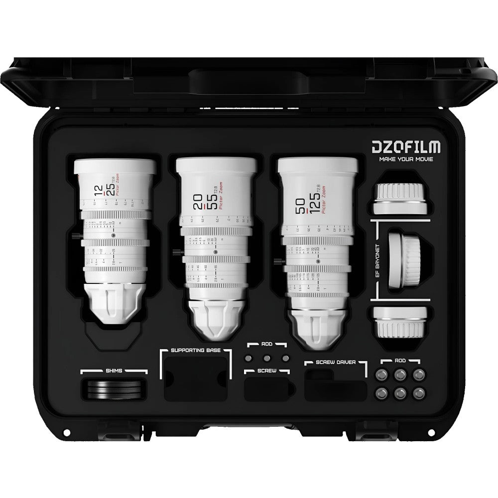 DZOFilm Pictor Zoom 3-lens kit 12-25/20-55/50-125 T2.8 PL&EF (white)