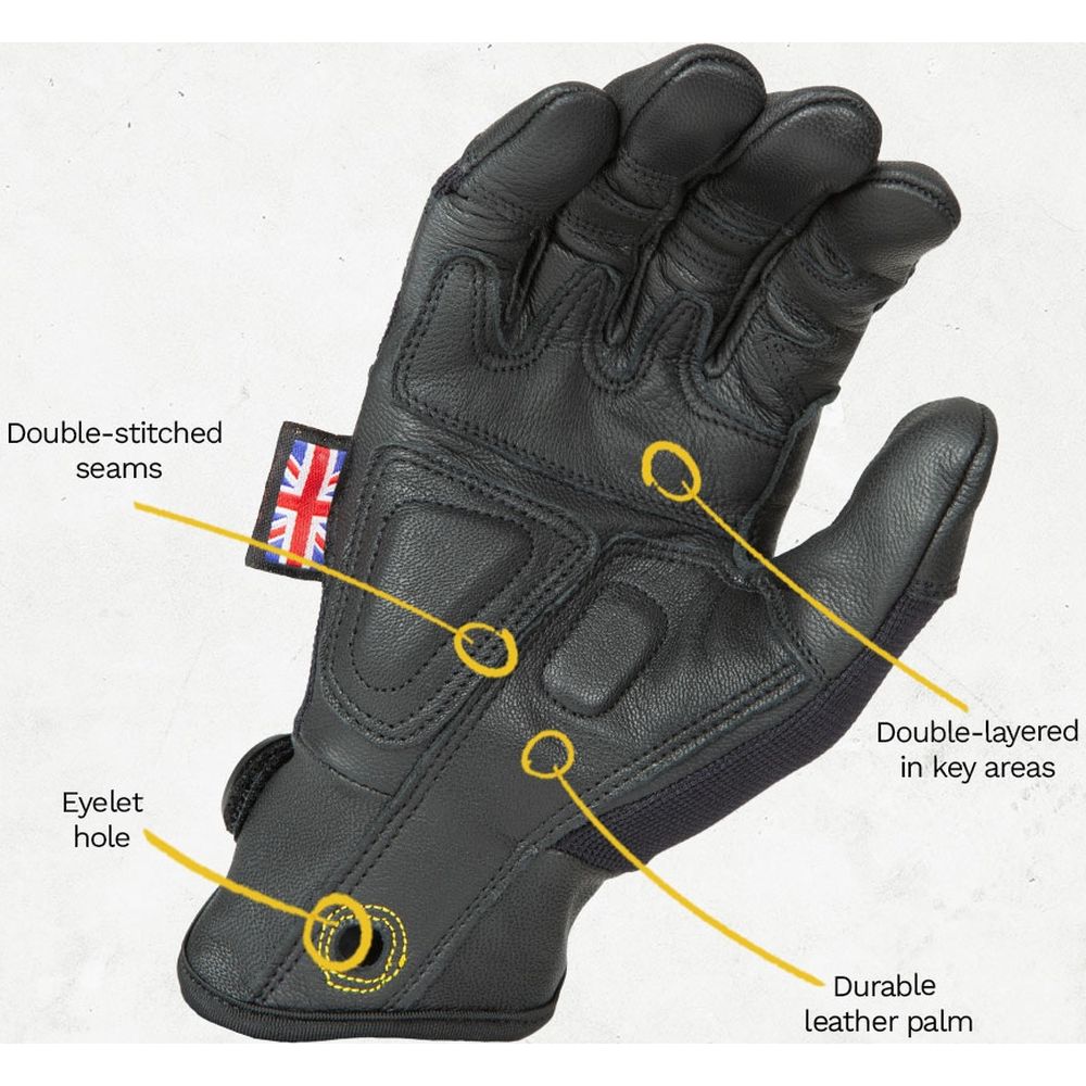 Dirty Rigger Leather Guante Soporte 3.0 de dedos completos L