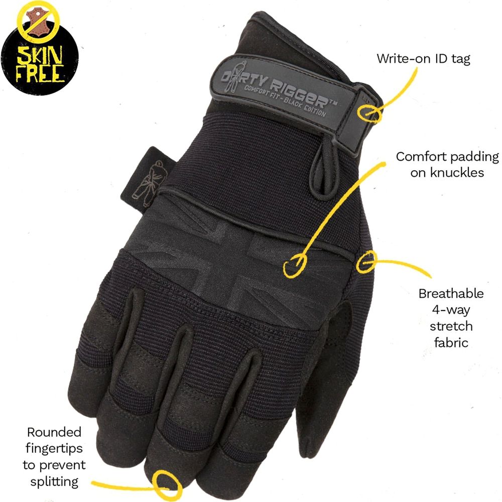Dirty Rigger Comfort Fit Rigger Guante Edición Negra S