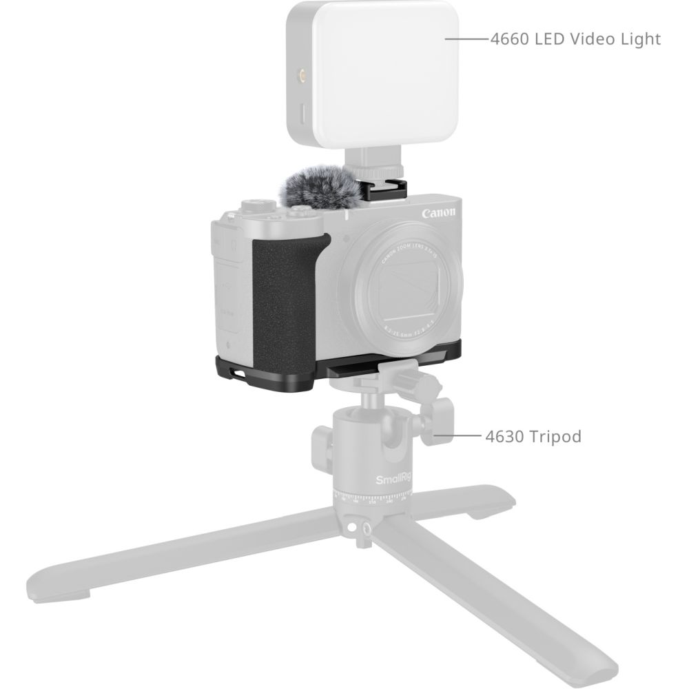 SmallRig 5808 L-förmige Montageplatte mit Griff für Canon PowerShot V1, Schwarz