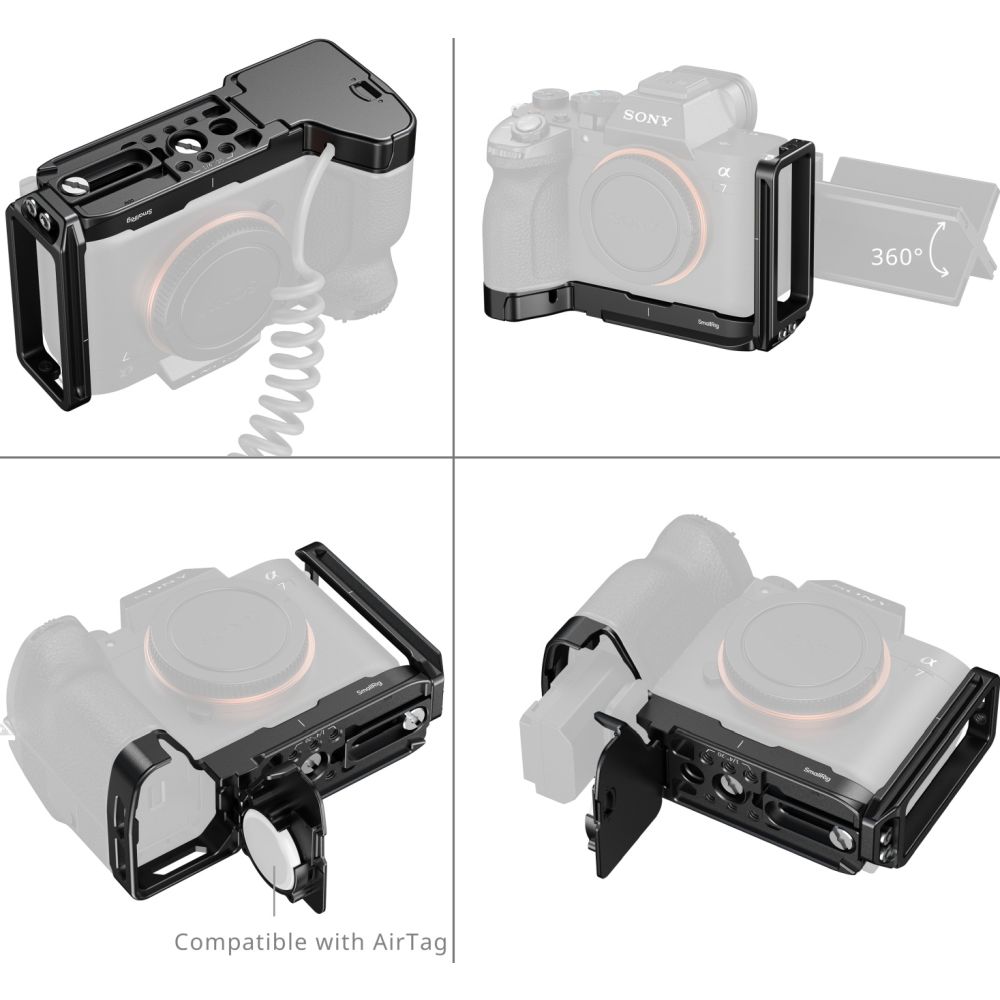 SmallRig 6034 Placa de montaje en forma de L con ranura para AirTag para Sony Alpha 7 V / 7R V / 7 IV