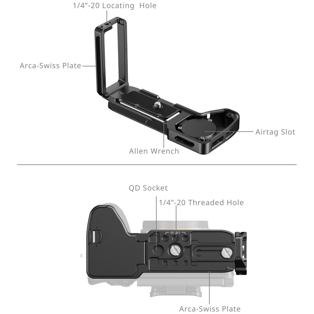 SmallRig 6034 Placa de montaje en forma de L con ranura para AirTag para Sony Alpha 7 V / 7R V / 7 IV