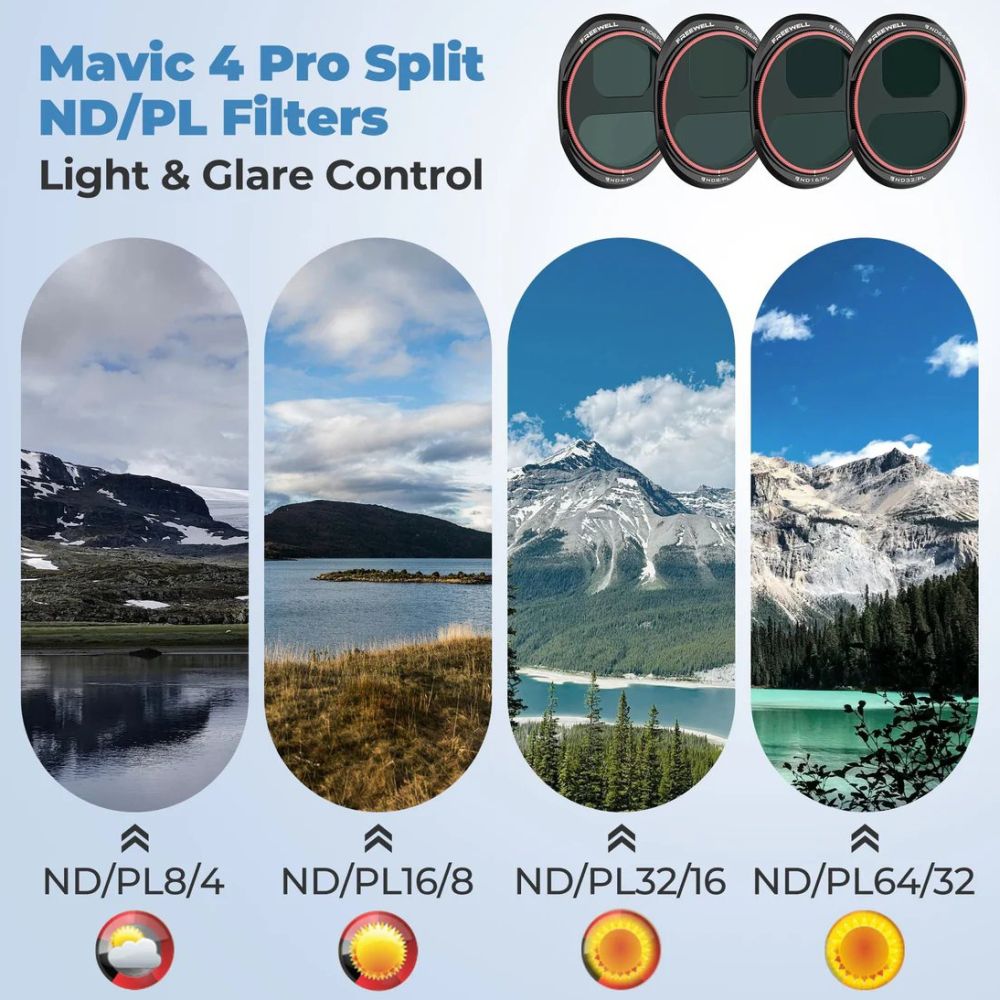 Freewell DJI Mavic 4 Pro Split ND/PL Filter Bright Day - 4er-Pack