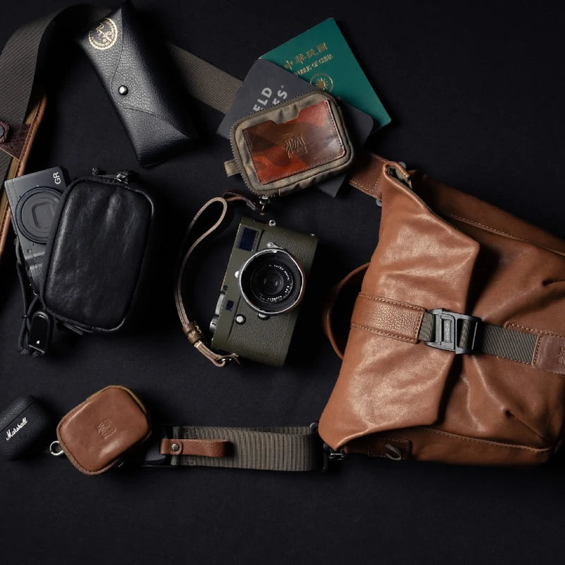 Wotancraft Pilot Travel Bolsa de cámara 3,5L – Cuero Marrón