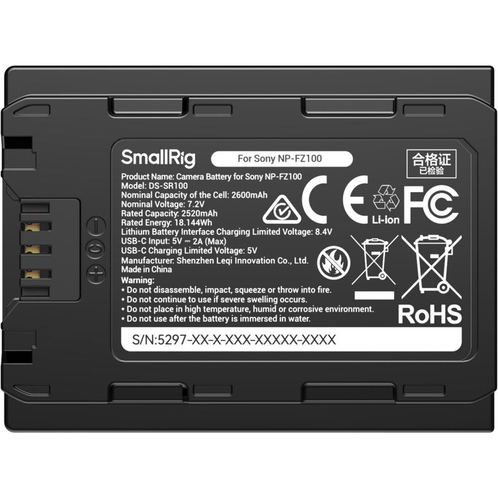 SmallRig 5297 Sony NP-FZ100 USB-C Kameraakku mit Leistungsanzeige