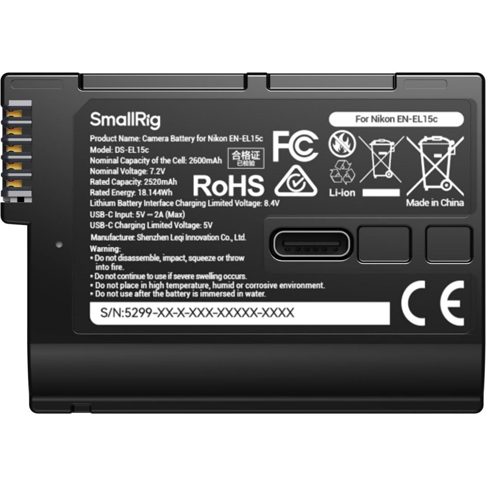SmallRig 5299 Nikon EN-EL16c USB-C Kameraakku mit Leistungsanzeige