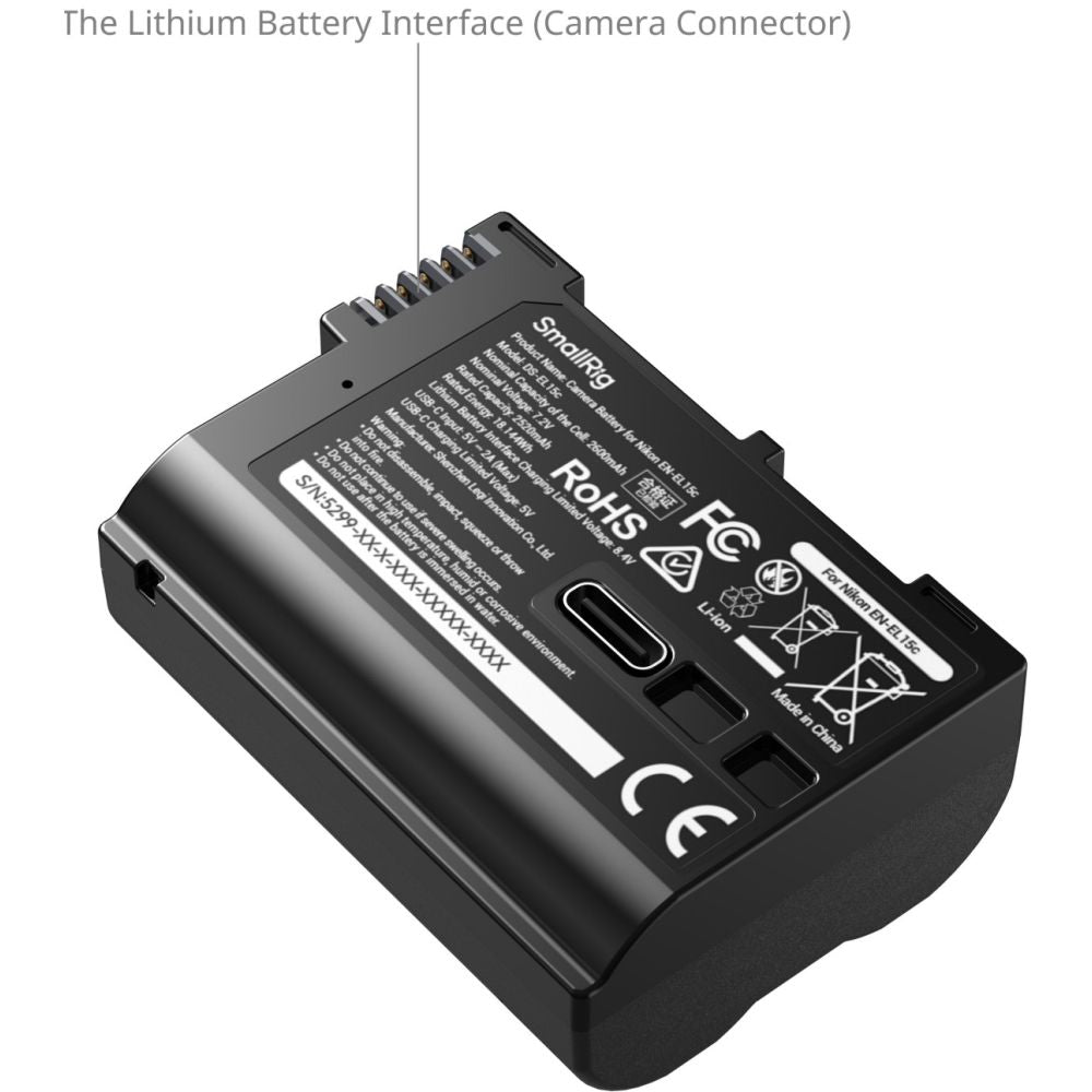 SmallRig 5299 Nikon EN-EL16c USB-C Kameraakku mit Leistungsanzeige