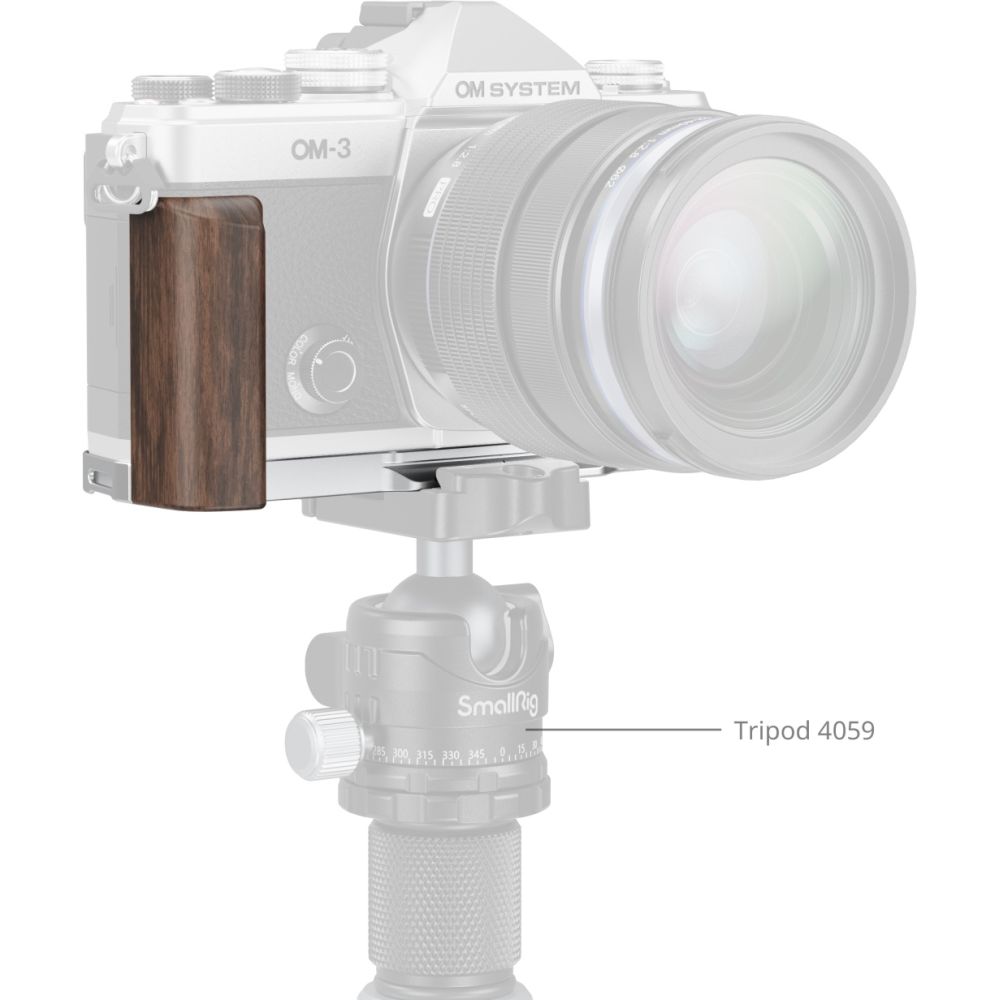 SmallRig 5563 L-förmige Montageplatte mit Holzgriff für OM SYSTEM OM-3