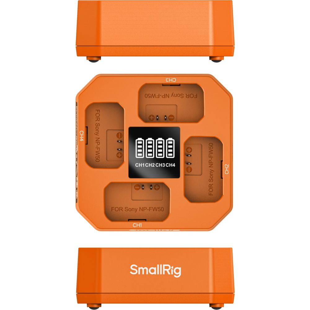 SmallRig 5749 Caricabatterie per batteria a quattro canali per fotocamera per NP-FW50