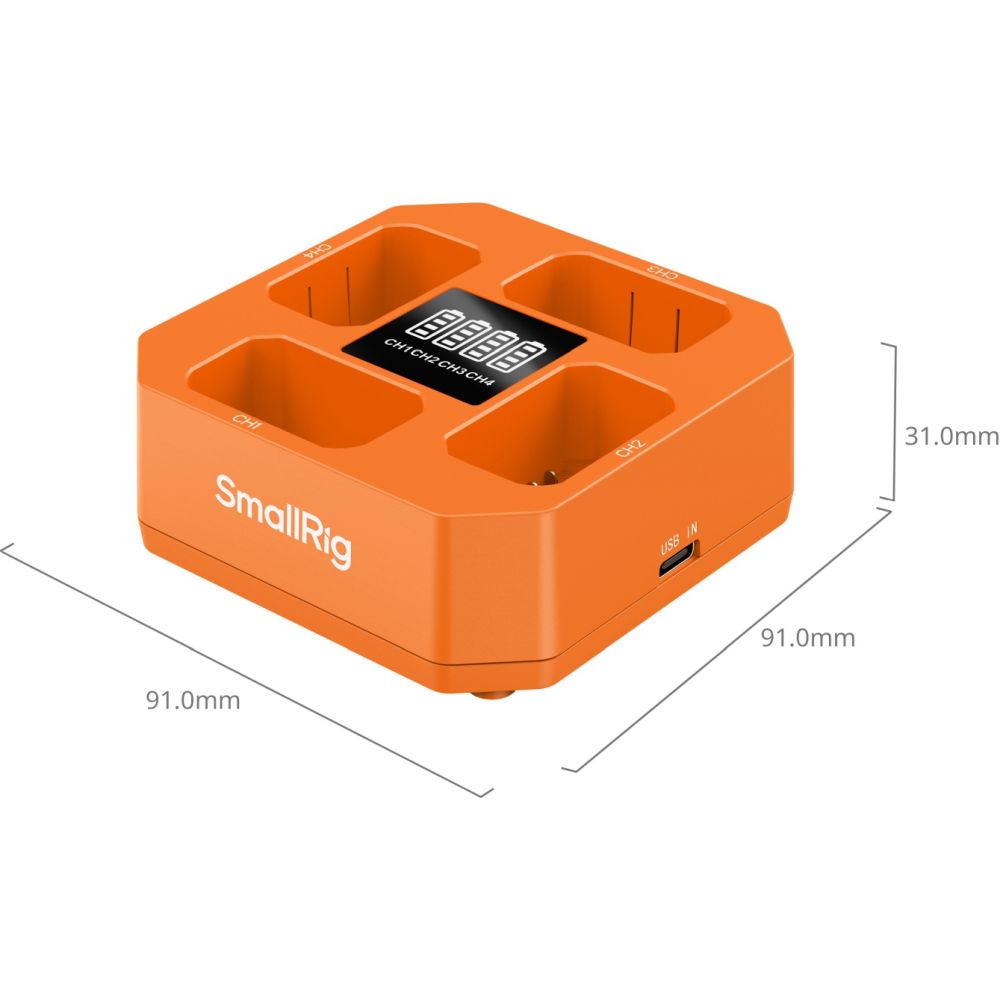 SmallRig 5749 Caricabatterie per batteria a quattro canali per fotocamera per NP-FW50