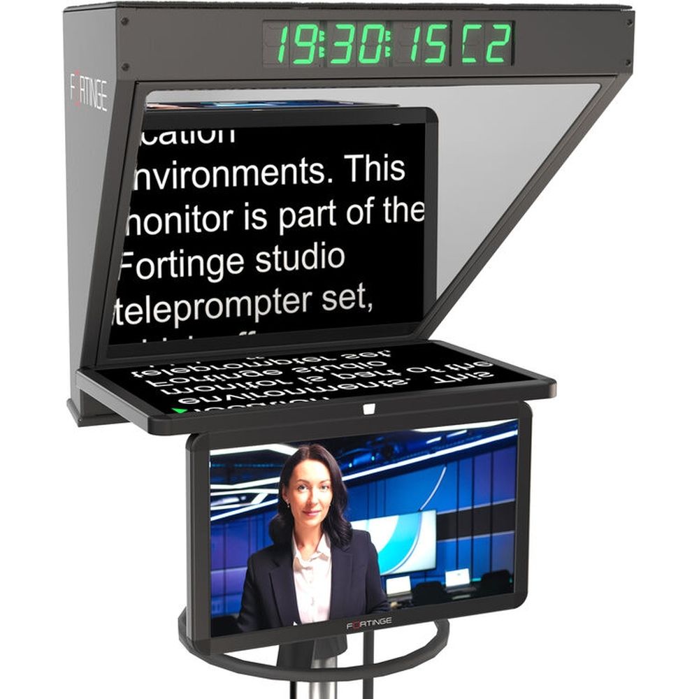 Fortinge ROBO IP 19-HB 19 pouces Téléprompteur de studio haute luminosité avec entrée IP pour caméras PTZ