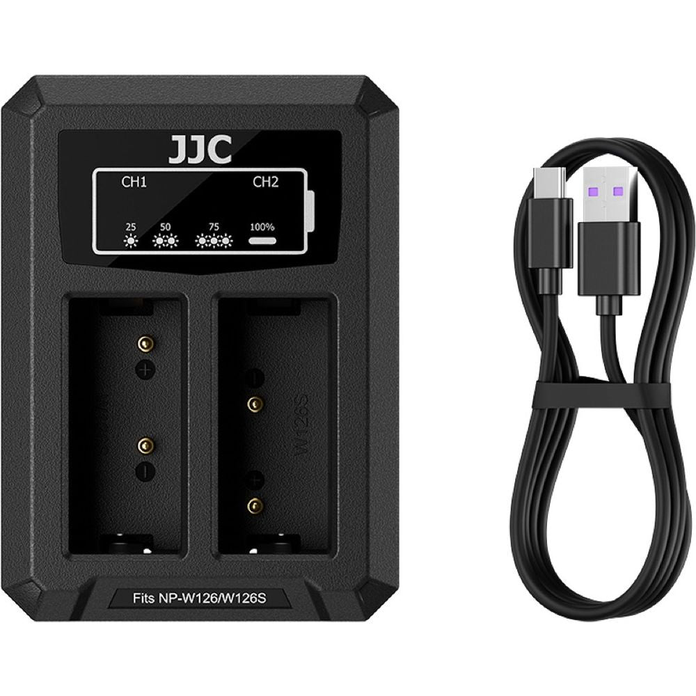 JJC Fuji DCH-W126TC USB-C Dual Battery Charger (voor Fuji NP-W126 accu)