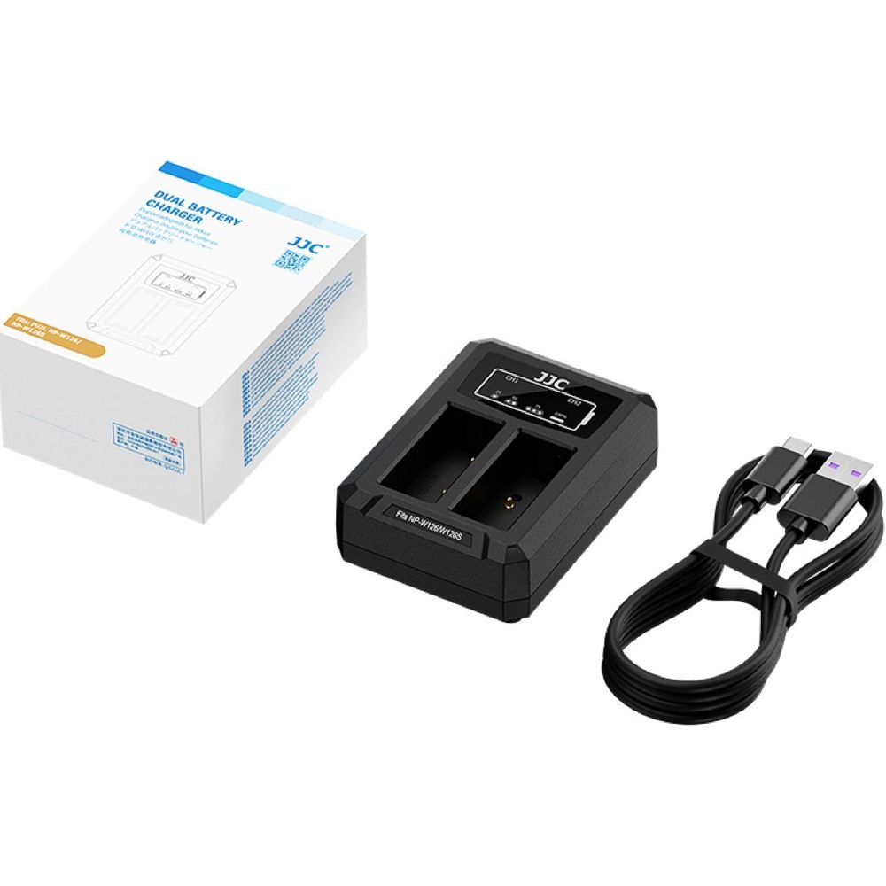 JJC Fuji DCH-W126TC USB-C Dual Battery Charger (voor Fuji NP-W126 accu)