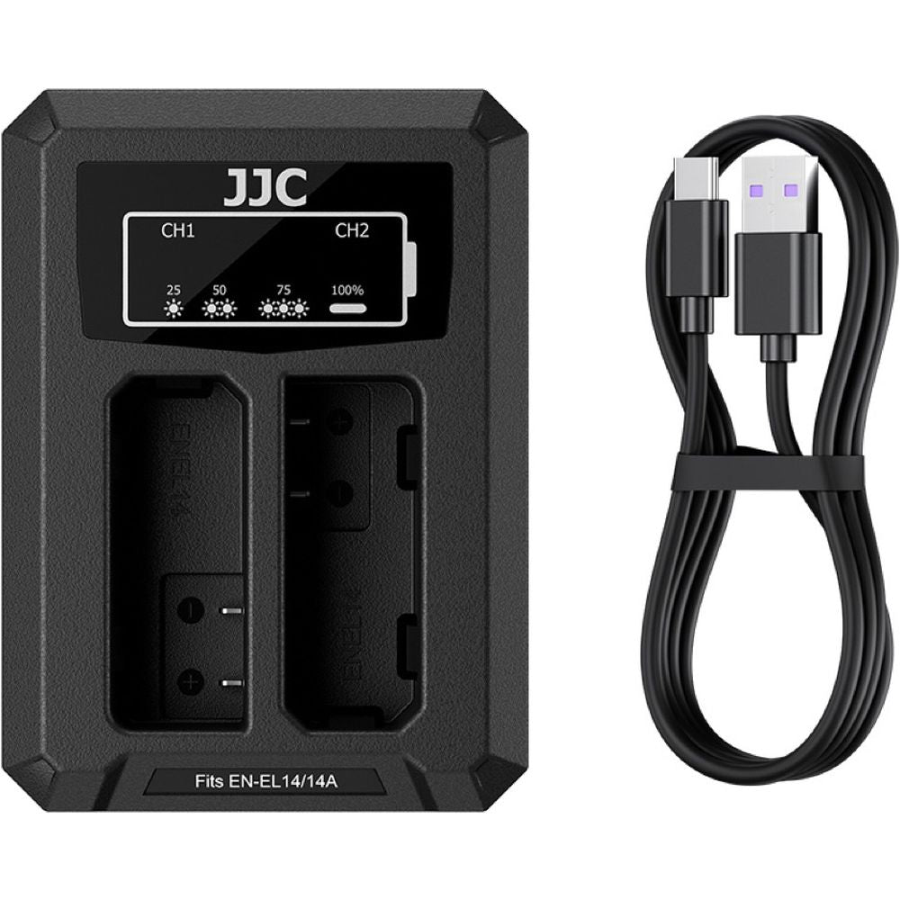 JJC Nikon DCH-EL14TC USB-C double chargeur de batterie (pour Nikon EN-EL14/EN-EL14A)