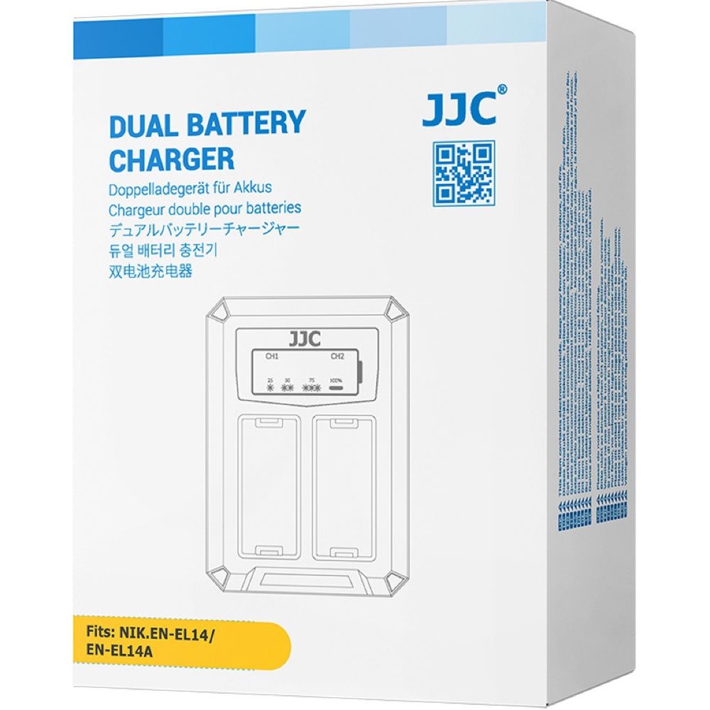 JJC Nikon DCH-EL14TC USB-C double chargeur de batterie (pour Nikon EN-EL14/EN-EL14A)