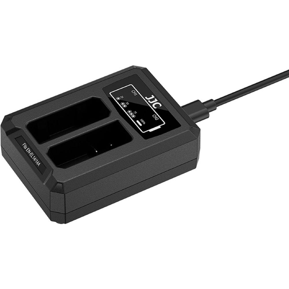 JJC Nikon DCH-EL14TC USB-C double chargeur de batterie (pour Nikon EN-EL14/EN-EL14A)