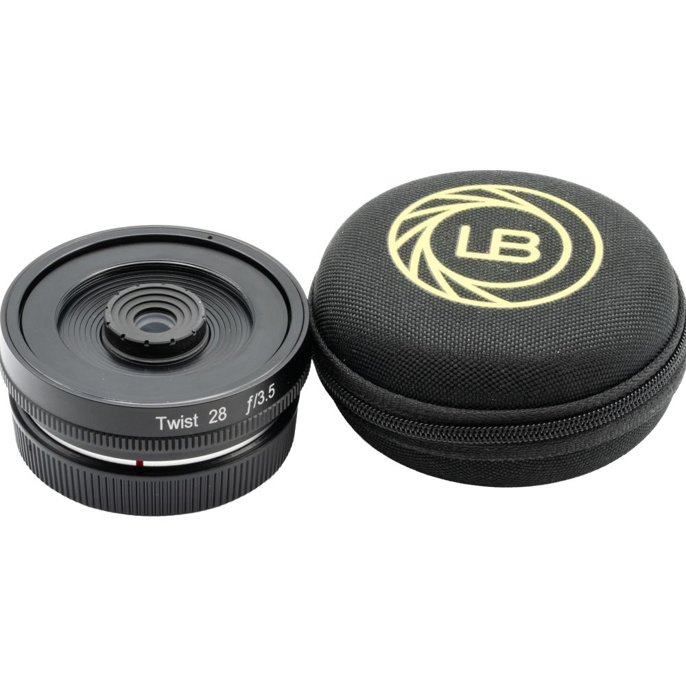 Lensbaby Twist 28 con custodia a conchiglia per Sony E
