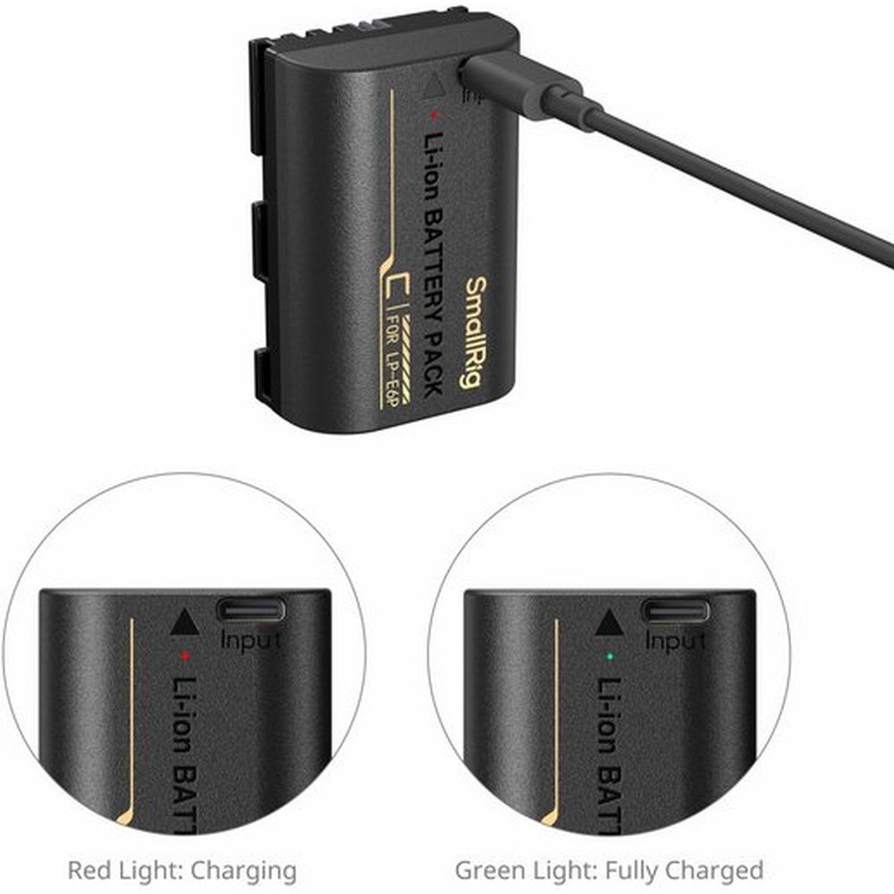 SmallRig 5295 Kameraakku mit USB-C-Ladeanschluss für Canon LP-E6P