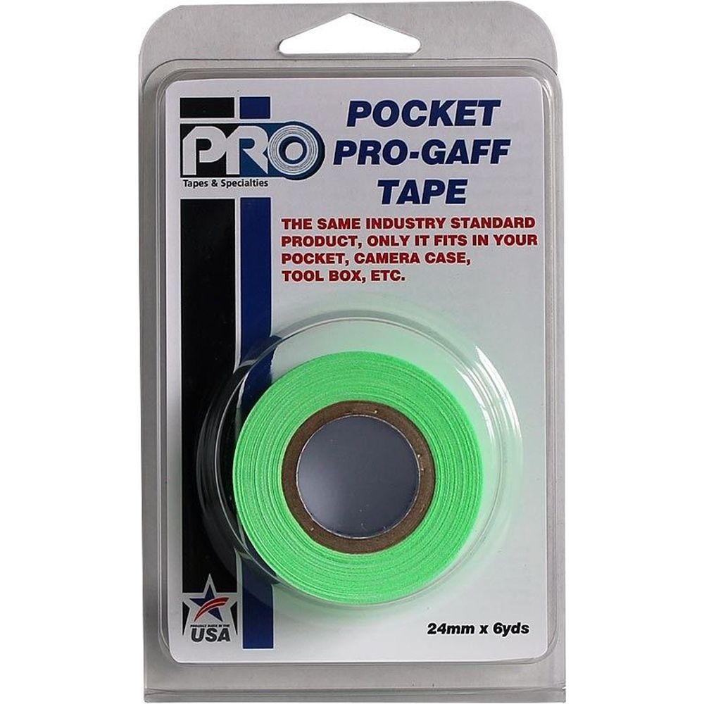 Pro Tapes Pro Gaff Pro Pocket Cinta adhesiva de 24mm x 5,4 m, color verde fluorescente