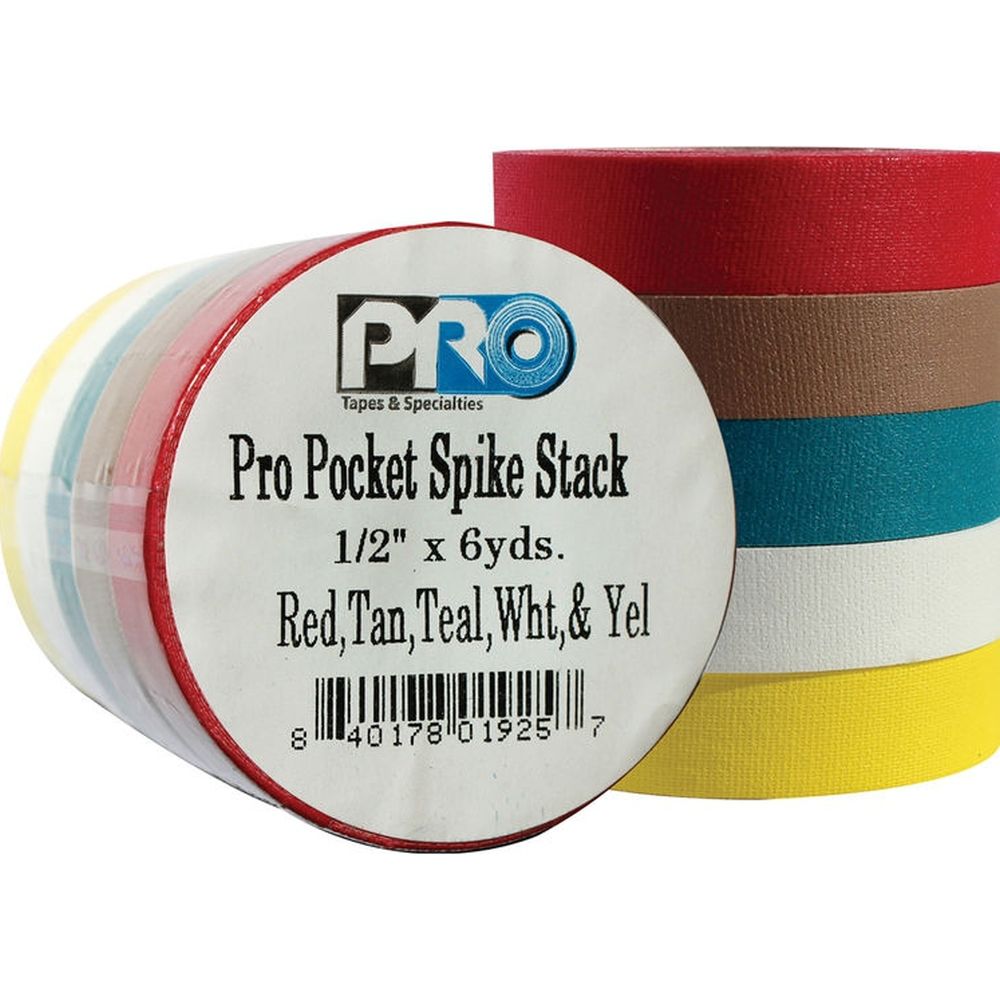 Pro Tapes Pro Pocket Spike 12mm x 5.4m Cloth Tape 5 light colours