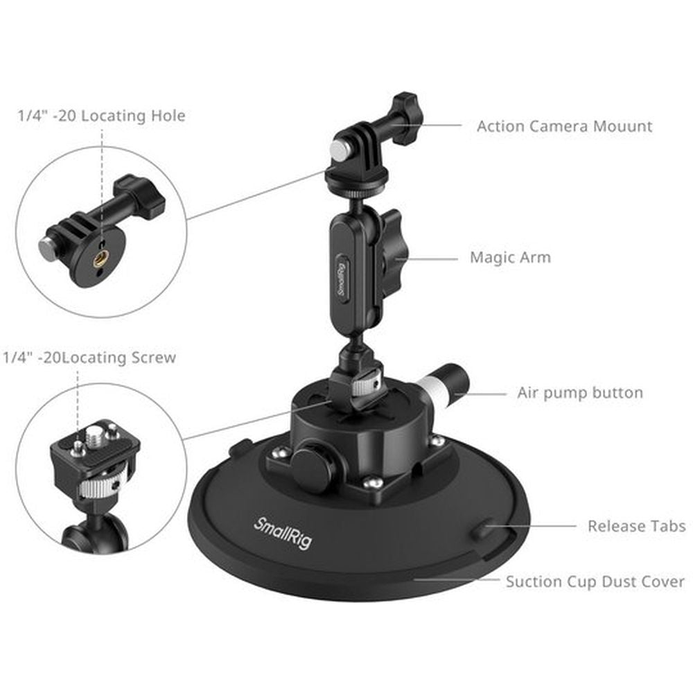 SmallRig 5856B 6" Suction Cup Mount voor Action Cameras