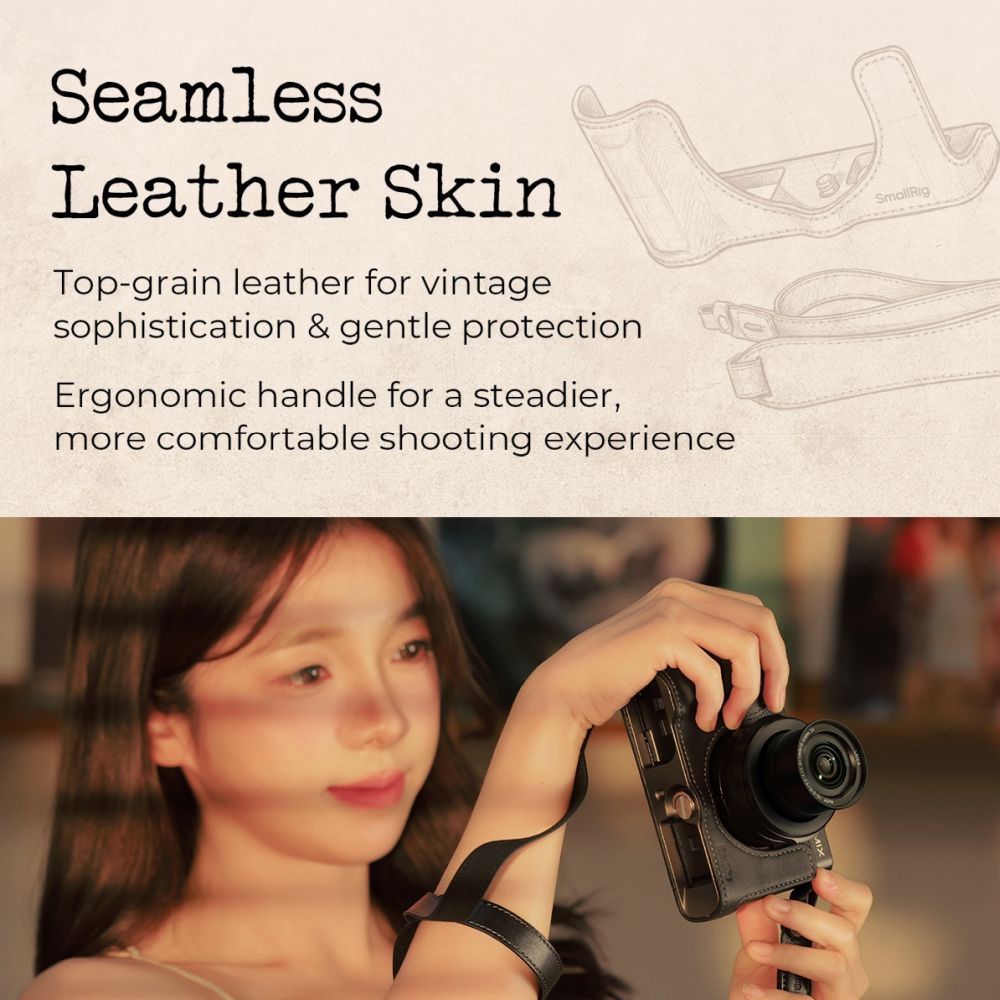 SmallRig 5698 Leather Half Case for Panasonic LUMIX L10, black