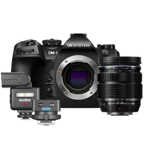 OM SYSTEM OM-1 II + ED 12-40mm PRO II + Godox iT32 Flash & X5 Déclencheur
