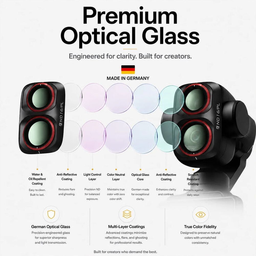 Freewell Osmo Pocket 4P Filtros - Uso diario - Paquete de 4 - Negro